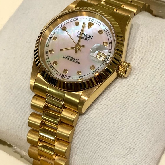 {SOLD ON MERCARI} Croton Presidential Automatic Diamond Date MOP Unisex Watch - Picture 3 of 9